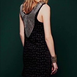 NWOT Free People Danced to Pieces Black Beaded Dress size 0